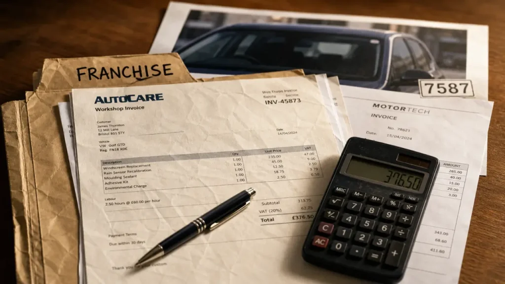 Comptabilisation franchise assurance véhicule, compte 7587
