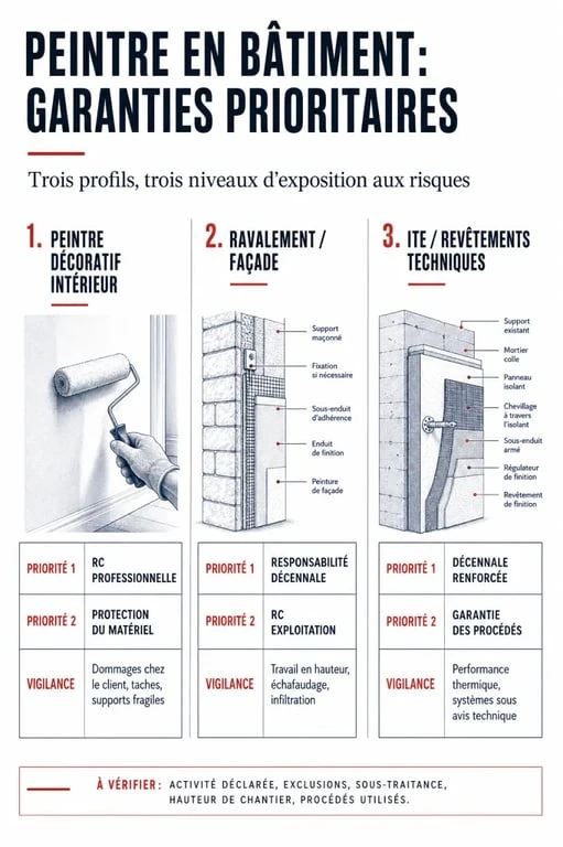 Assurance peintre : garanties prioritaires selon le type d’activité de peintre en bâtiment