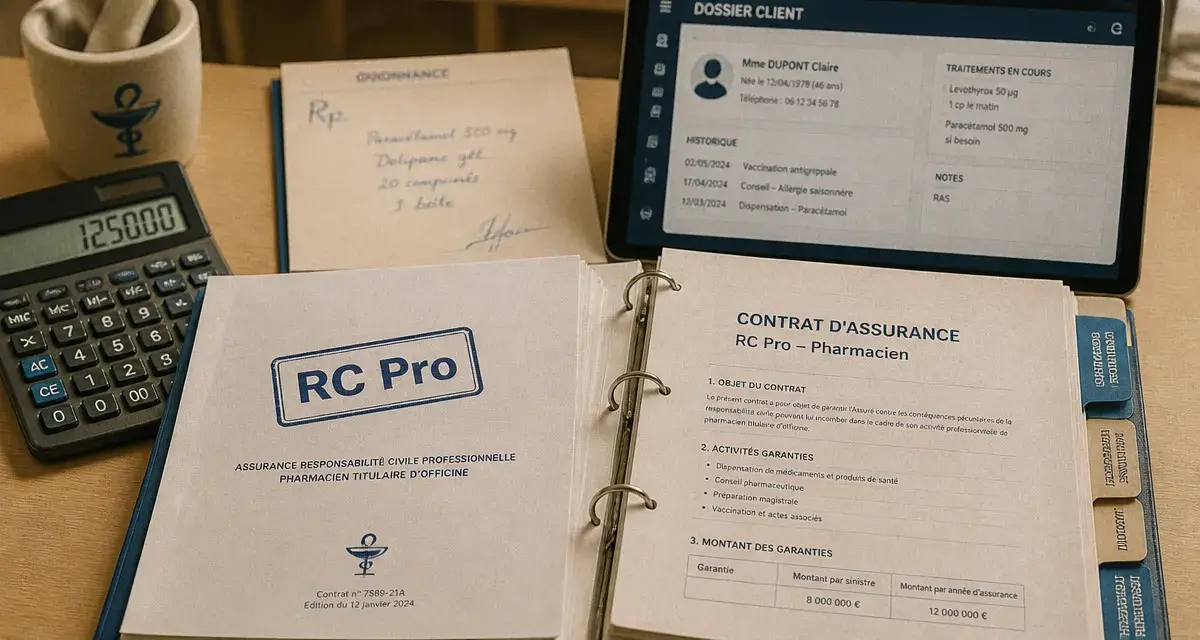 Assurance pharmacien titulaire, documents RC Pro lisibles et contrat d’assurance