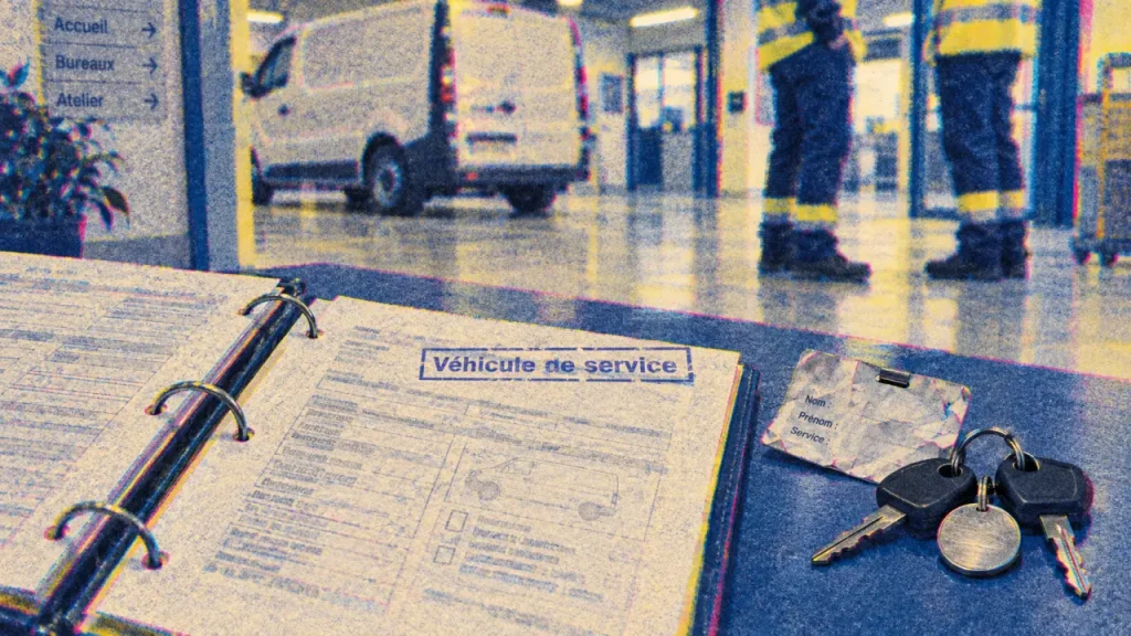 Assurance véhicule de service : clés et documents, hall d’entreprise