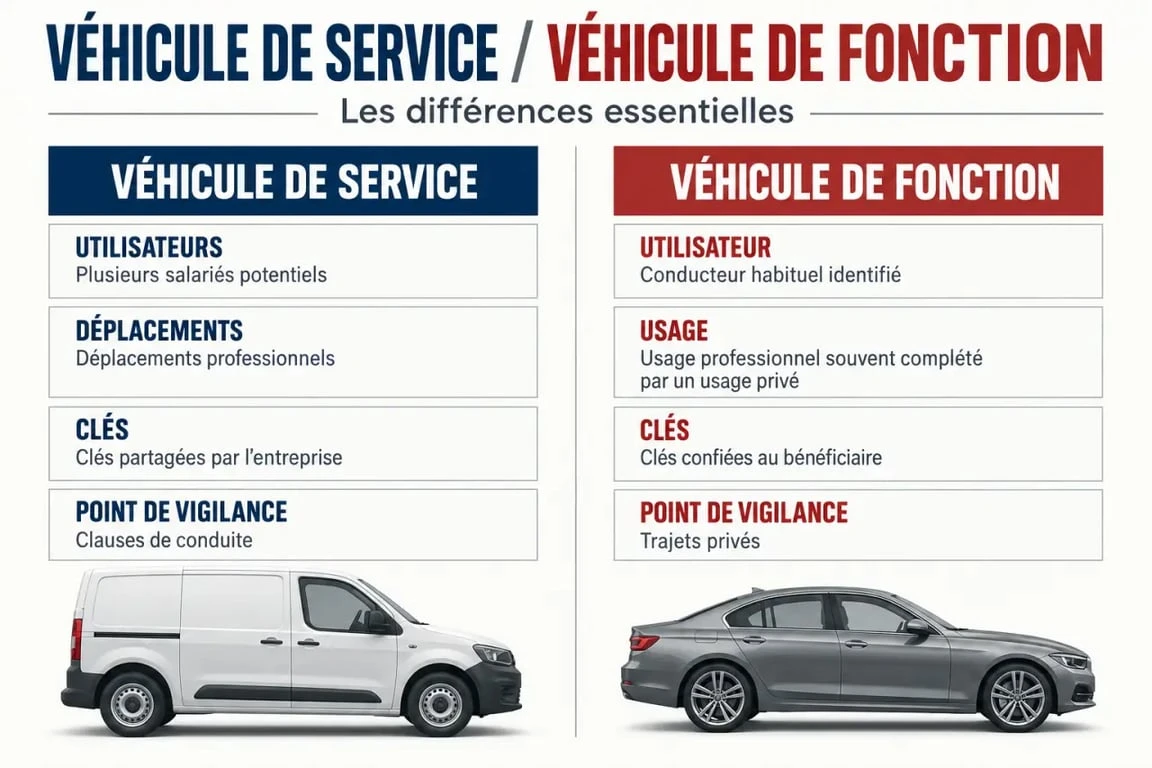 Assurance véhicule de service : comparaison entre véhicule de service et véhicule de fonction