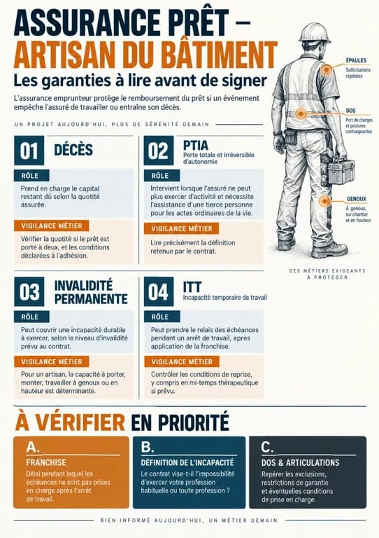 Infographie sur les garanties d’une assurance prêt artisan bâtiment